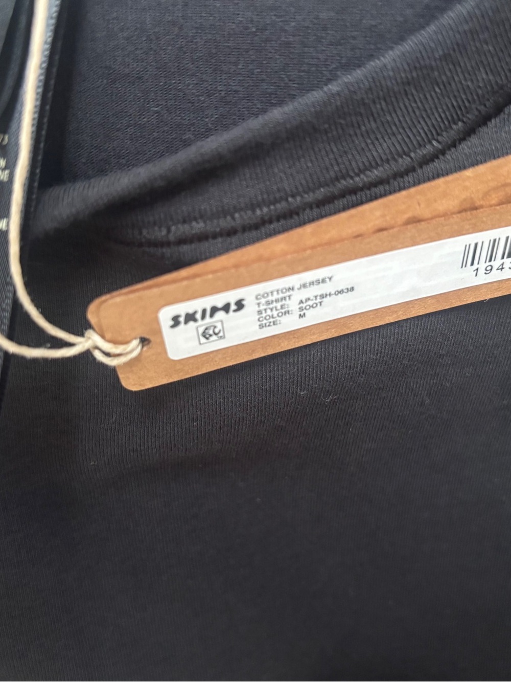 SKIMS Soot Black Cotton Jersey Crewneck Tee - Picture 2 of 2
